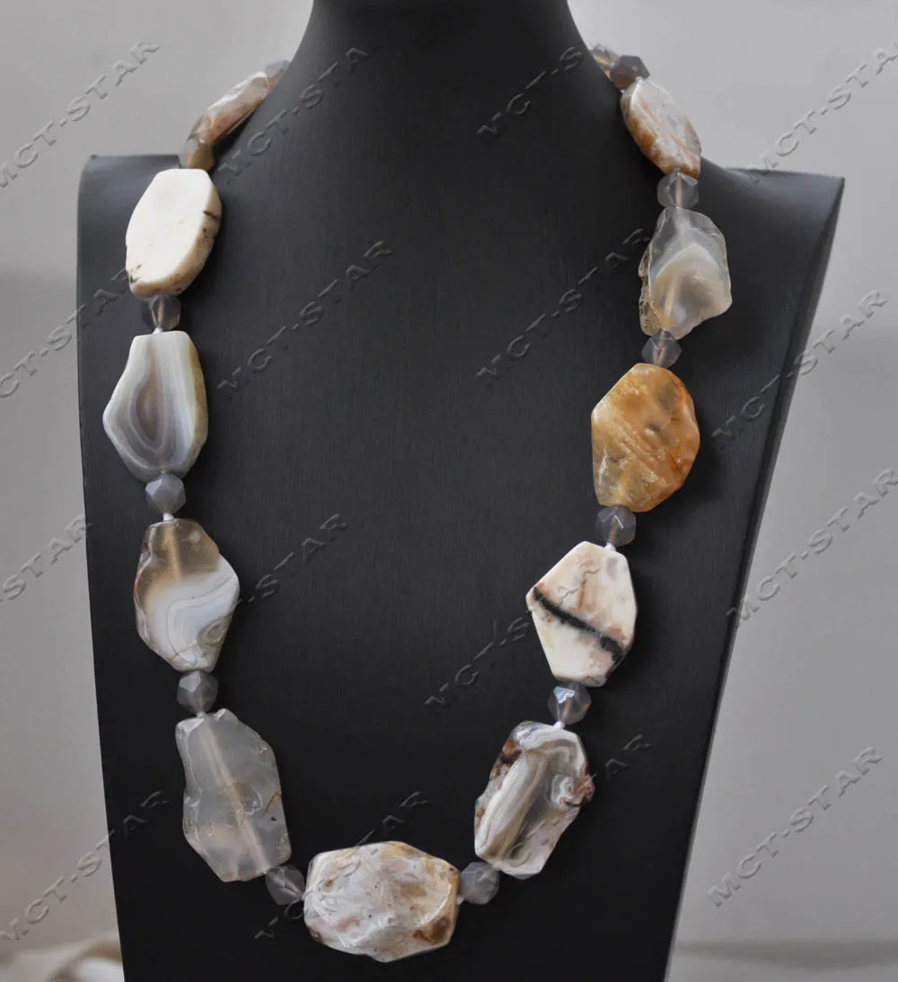 

Z13389 23" 40mm Natural Yellow Onyx Rough Stone Cutting Lamellar Agate Necklace Custom Jewelry