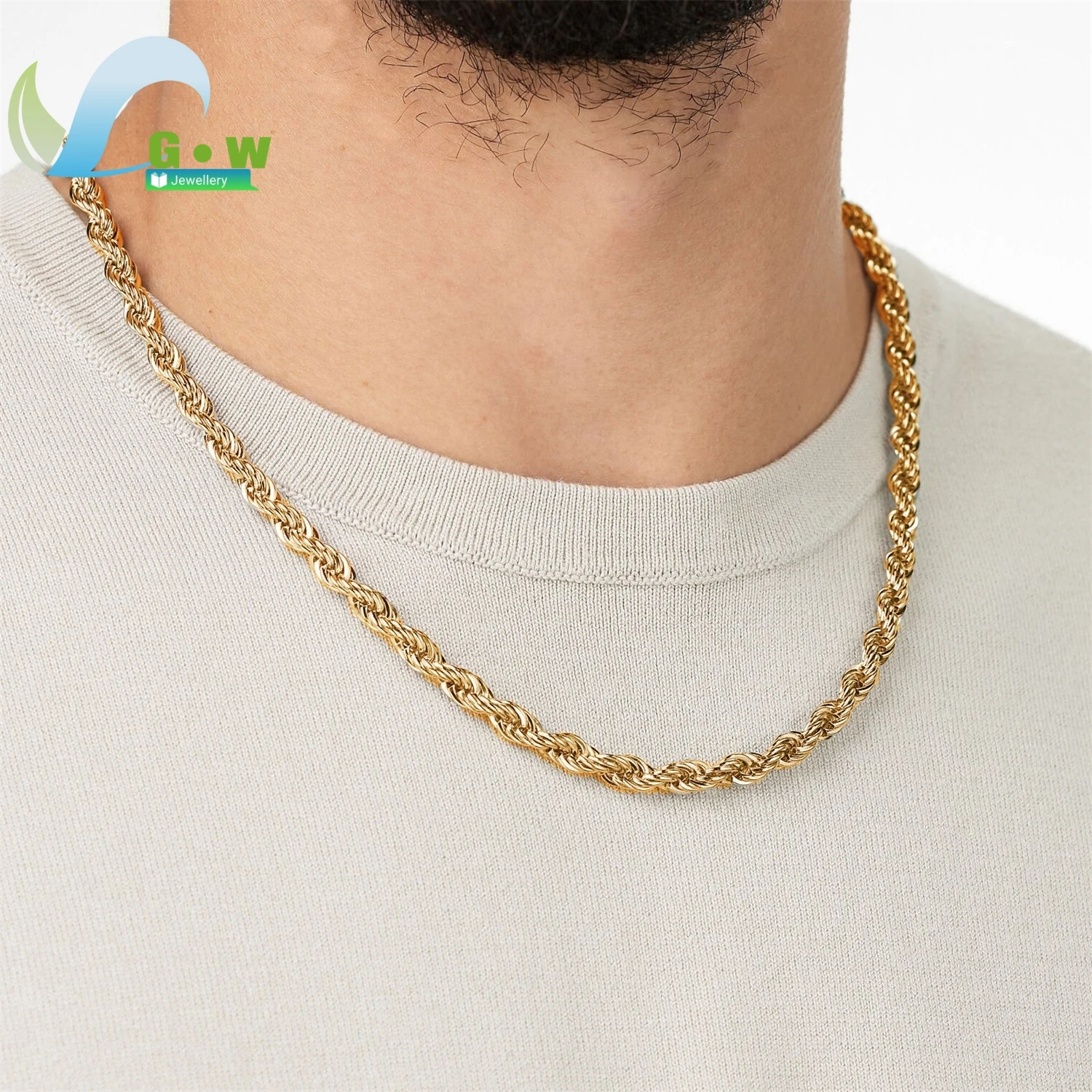 Stainless Steel Gold Plated Hip Hop Chain Necklace Women Iced Out Bling Choker Fashion Sparkle Twist Rope Layered Punk