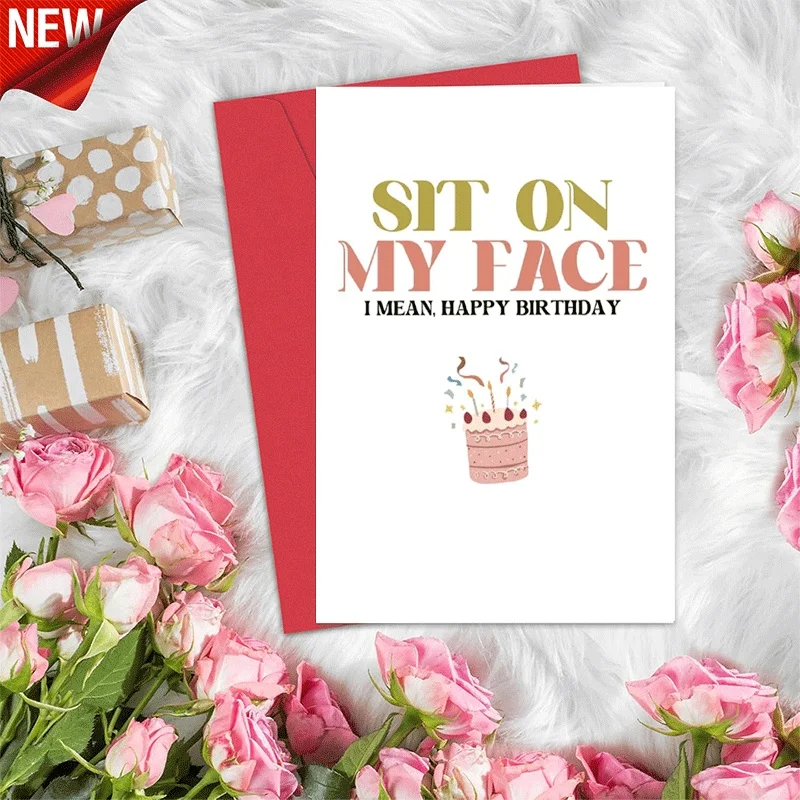 

Funny Birthday Greeting Card, Naughty Sit On My Face Prank Birthday Card for Friend