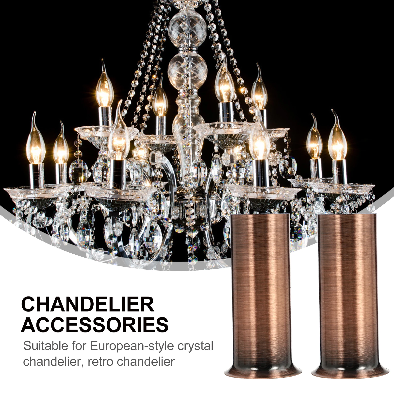 

12pcs Chandelier Light Base Sleeve Crystal Lamp Holder Tube Bulb Cover Accessories for European Retro Chandelier Heat Resistant