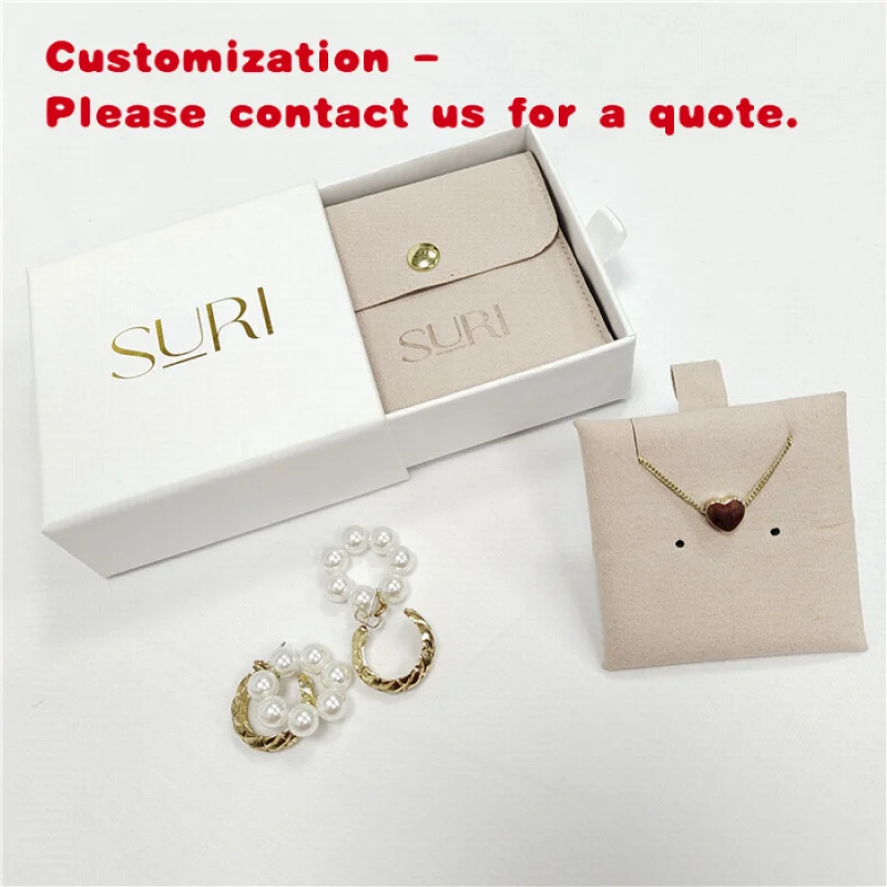 

Индивидуальная шкатулка для драгоценностей с мешочком для упаковки ювелирных изделий, конверт, кнопка-клапан, мешочек для ювелирных изделий из микрофибры и вставная серьга