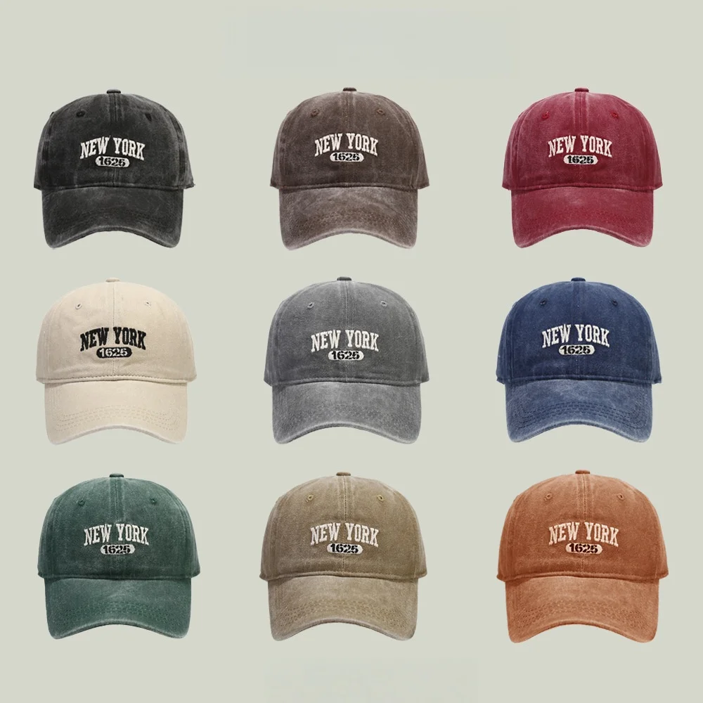 Retro NEW YORK Stickerei Snapback-Mütze für Männer und Frauen Vintage Washed Baseball Caps Frühling Herbst Freizeit Verstellbare Weiche Hüte – Detail 3