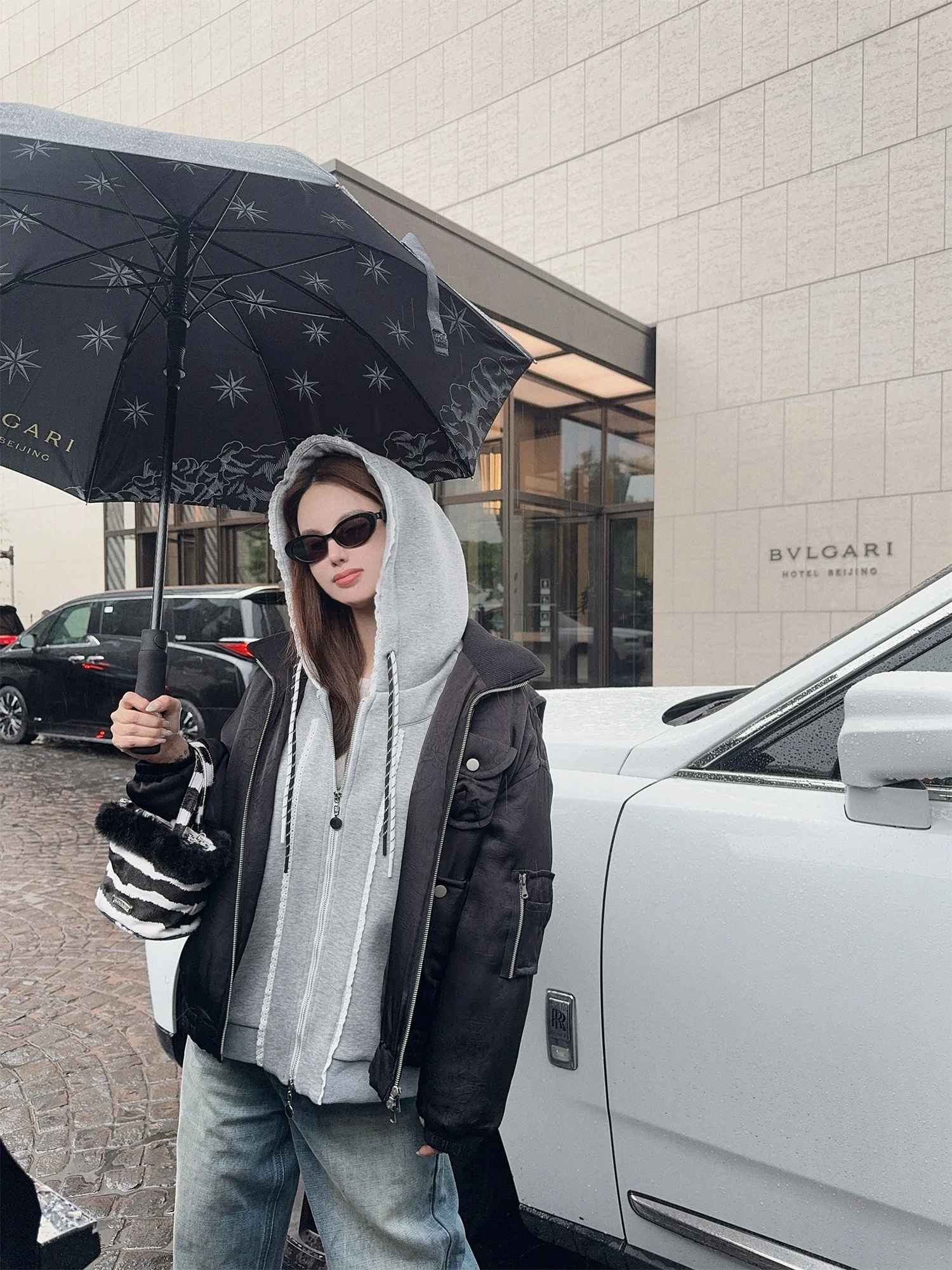 

Bla Street Sle Loose Fit Cotton Jaet Women's Winter Faionable Sli Stand Collar Coat Casual Sport Polyester