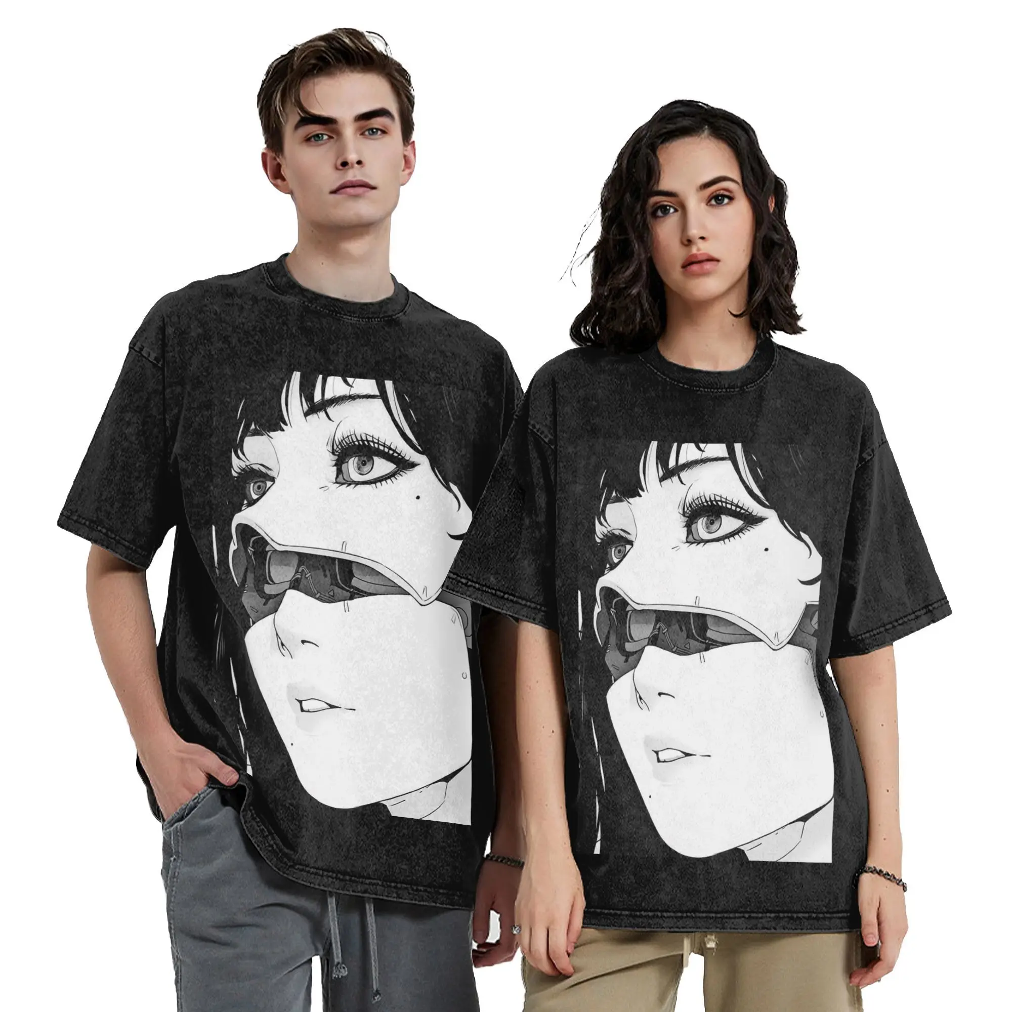 Motoko Kusanagi Ghost in the Shell T Shirt Hip Hop Washed Oversize T-Shirts  Fashion Men Women Tops Streetwear Summer Tee Shirt