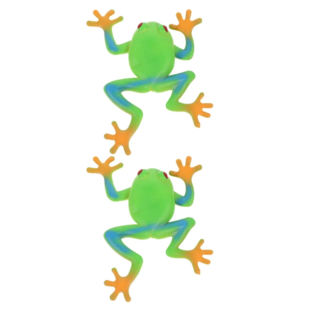 2 Pcs Frog Toy Shaped Small Fidget Stretchy Toys for Party Soft Rubber Squeeze Teens Child