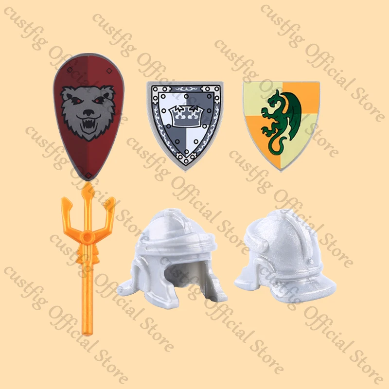 Medieval Castle Knight Armor Figures Building Blocks Military Army Soldiers Vest Shield Helmet Accessory Bricks Kids Toys Gifts