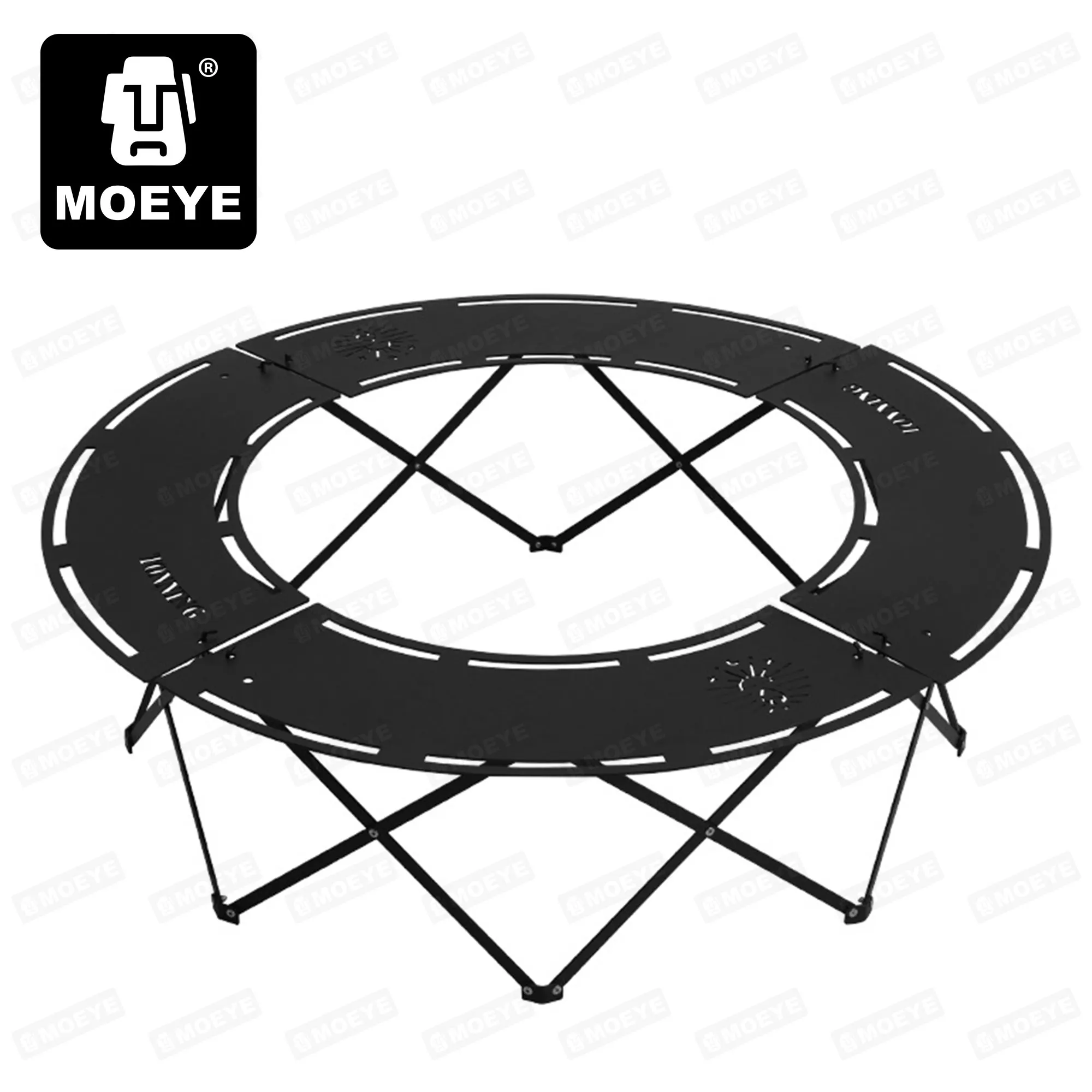 MOEYE Carbon Steel Outdoor Camping Folding Barbecue Round Table Stove Portable