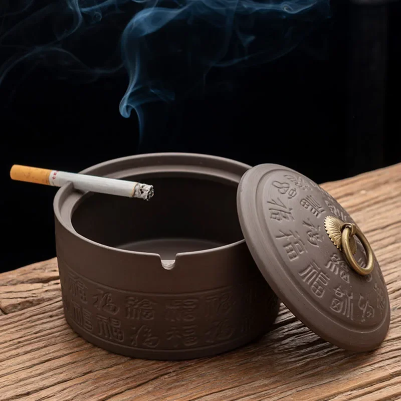 Sand Ashtray Fly Proof Ceramic Decor Room Office Decoration