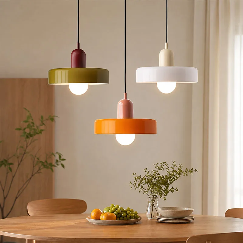 Macaron Color Glass Pendant Light Vintage Hanging Lamp Ceiling Light Fixture for Dining Room Bedroom Kitchen Island Cafe Decor