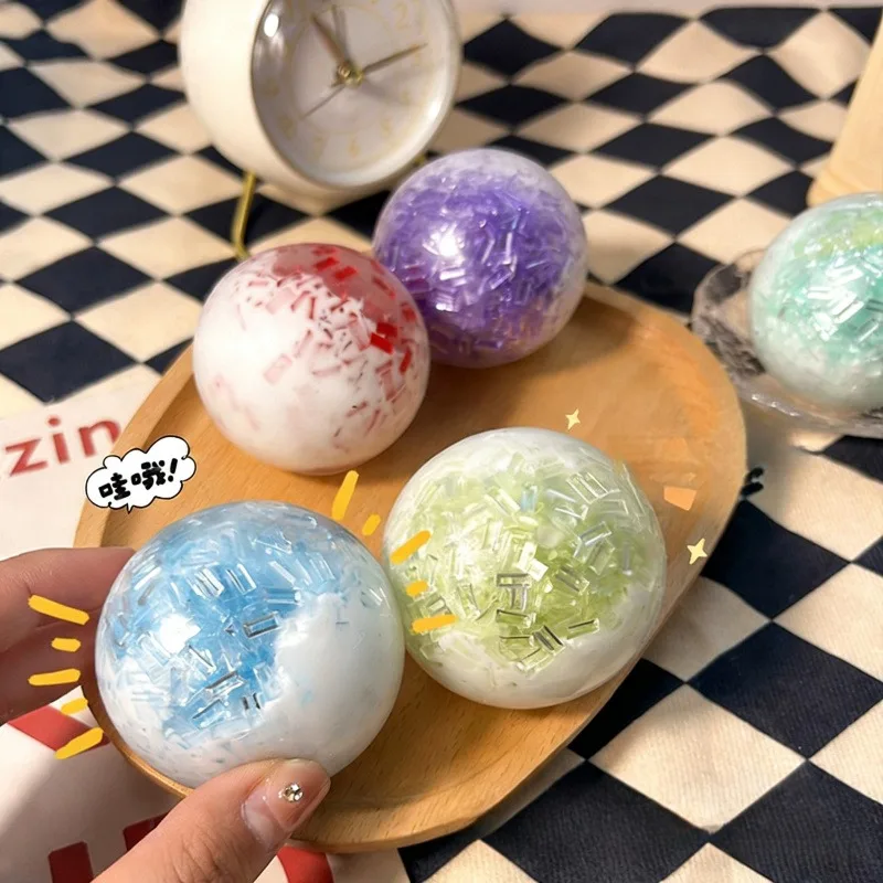 Squishy Slow Rising Crushed Ice Handmade Ball | Stress Relief Sensory Fidget Toy for Anxiety ADHD Autism Kids Adults
