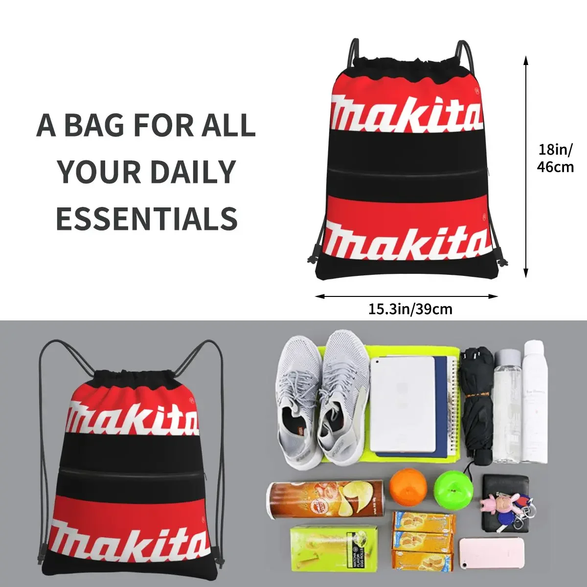 Makitas Portable Backpacks Drawstring Bag Casual Drawstring Bundle Pocket Sundries Bags For Travel Sport Man Woman