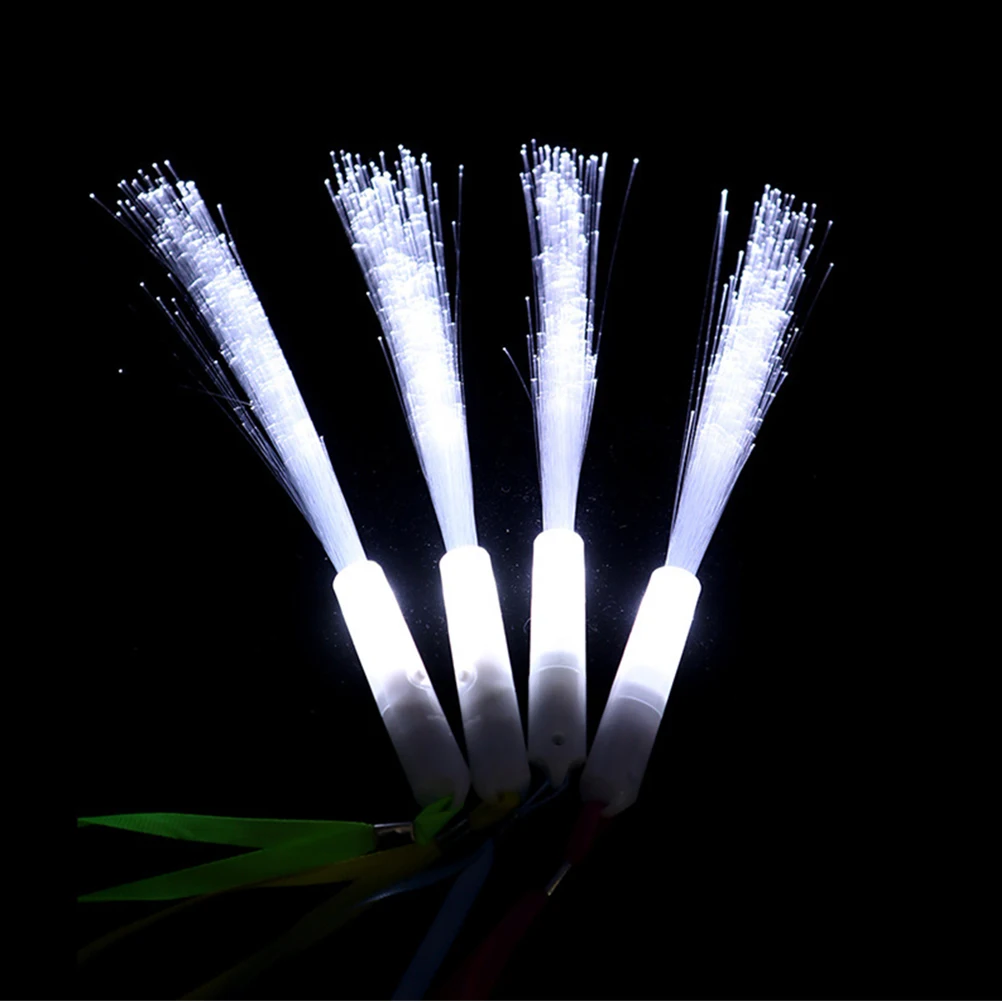 4 Pcs LED Fiber Optic Rod Glow Sticks Light up Toys for Kids Wands Wedding Bulk Flash Flashing Button Cell