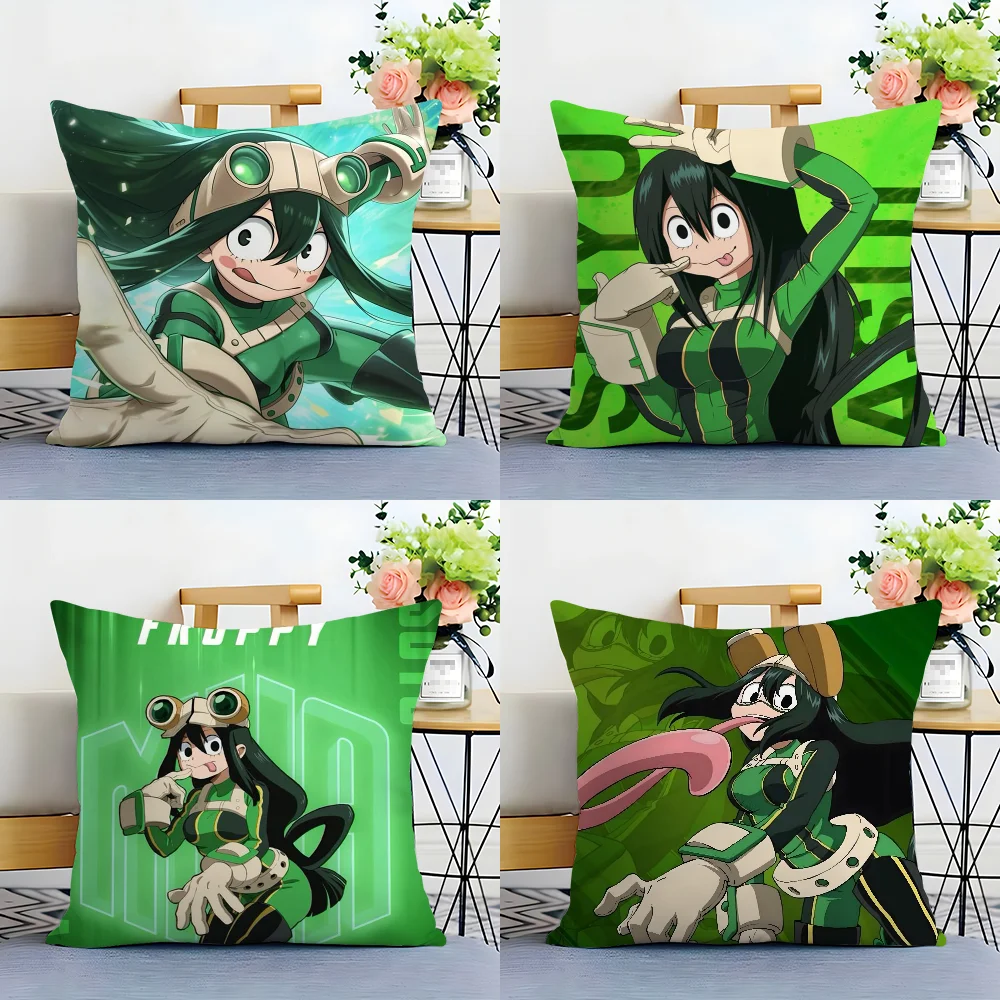 Froppy T-Tsuyu A-Asui Pillow Case Plush Fabric Soft  Pillowcase Double Sided Print Cushion Cover Household Gifts