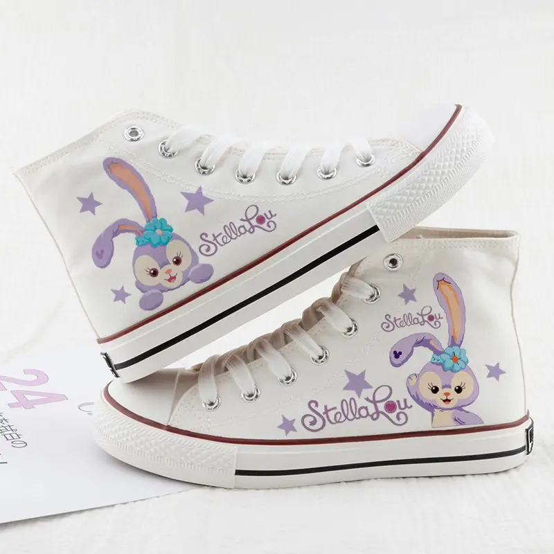 

Disney shoes High Top Canvas Sneakers Purple Stella Lou Anime Cosplay For Girls Women Fashion Leisure Sneakers In Spring/Autumn