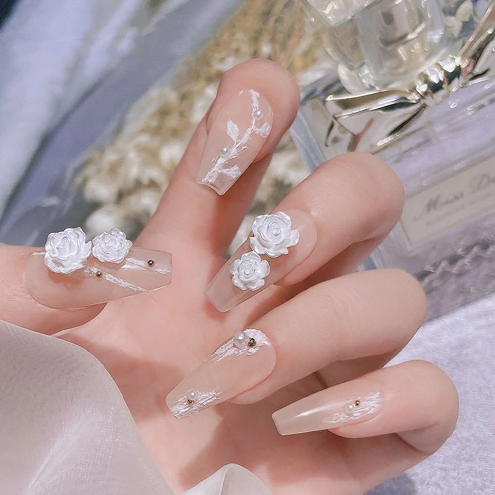 

2 Boxes 3D Nail Charms DIY Manicure Decors Flower for Art Salon Accessory Flowers Nails