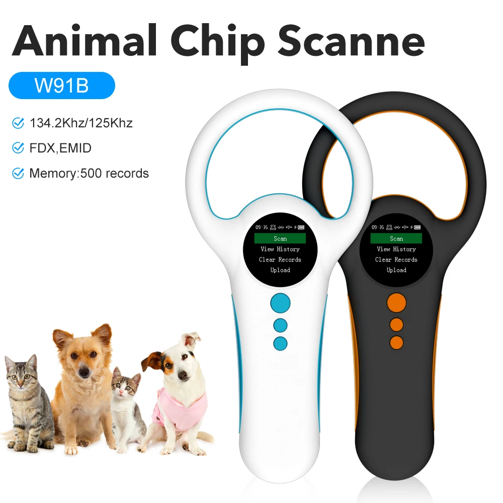 Bluetooth Animal Chip Reader Dual Frequency 134.2/125KHz 500 Data Storage Color Screen For Pets & Livestock Long Battery Life