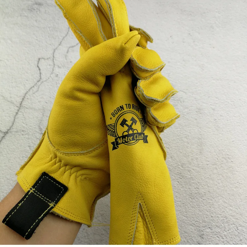 Cowhide Leather Work Safe Gloves for Garden Motorcycle Driving Welding Protection Workshops Non-slip Wear-resisting Fit Porter