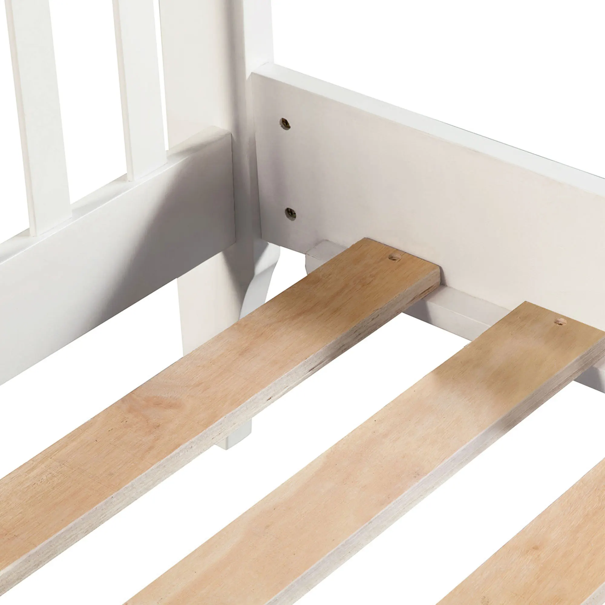 Plateaubed Frame Matrasfundering Met Houten Lattensteun, Twin (Wit)