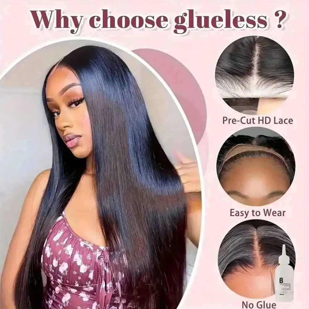 40 42 Inch Glueless Wig Straight Lace Front Human Hair Wigs Preplucked 13x4 13x6 HD Lace Frontal Wig 5x5 Straight Closure Wig