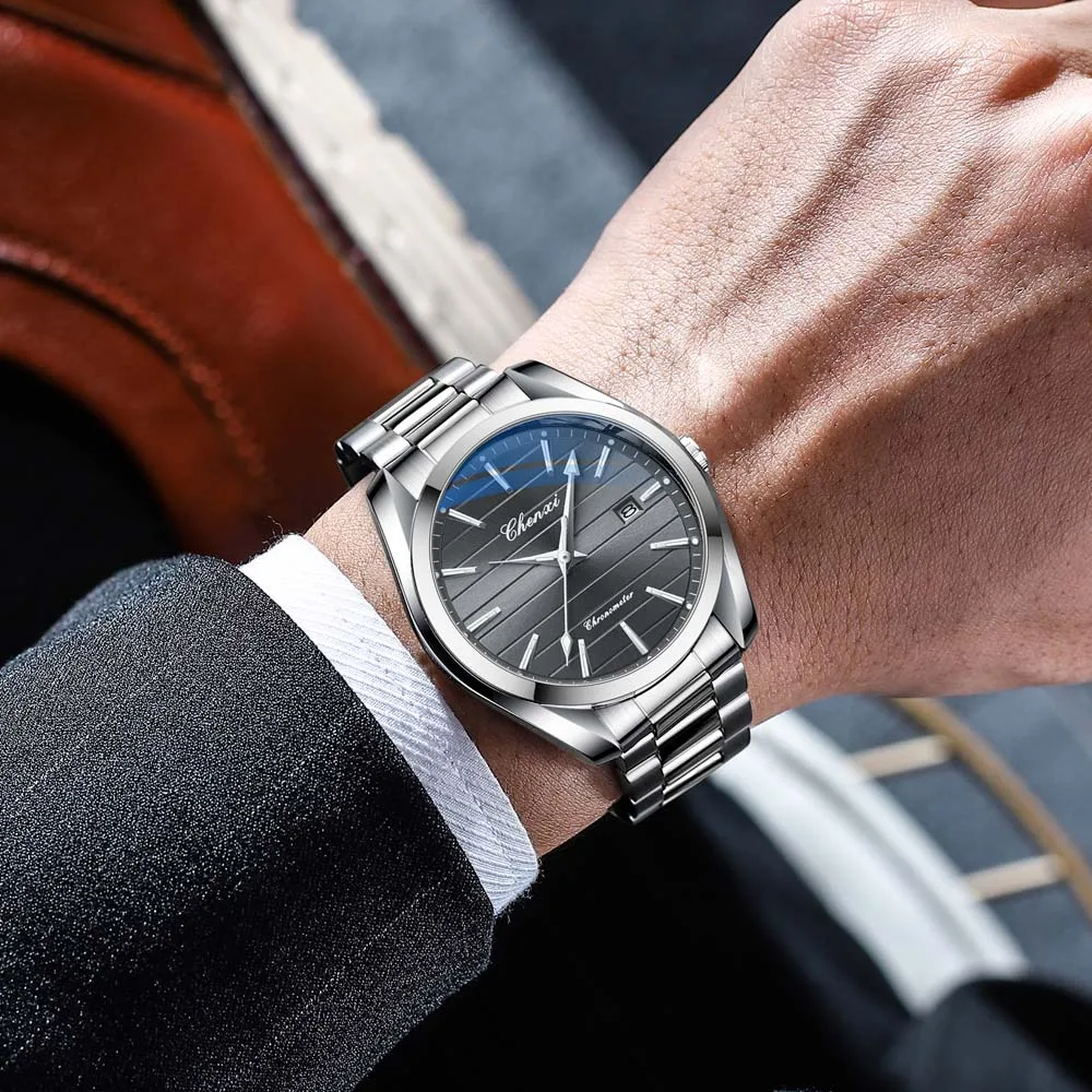 Chenxi Luxury Stainless Steel Watch For Man Waterproof Luminous Date Men Watch Casual Quartz Men's Watches Male Clock 606