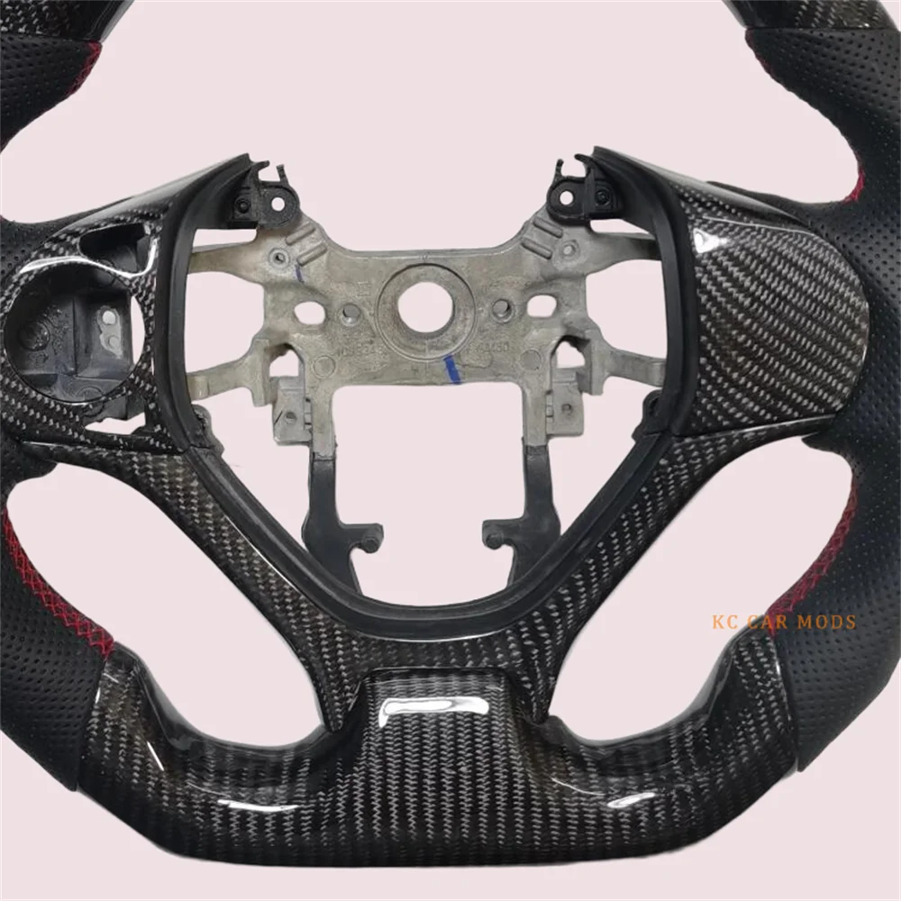 Customized Carbon fiber Red stitching Black Leather Steering Wheel Fit Honda Civic 9th 2012 2013 2014 2015 - Image 2