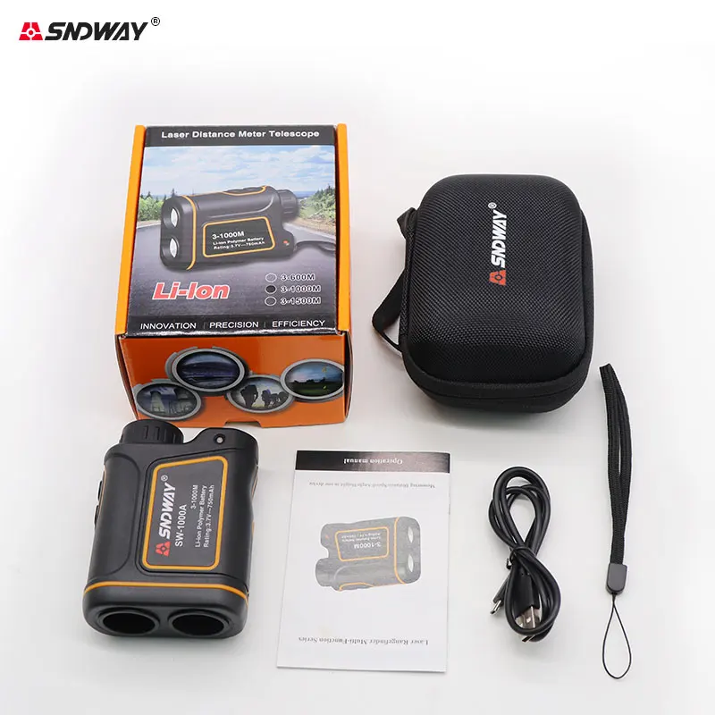 SNDWAY-telémetro láser monocular para caza, medidor de distancia láser, cinta métrica digital, 600m, 1000m, 1500m