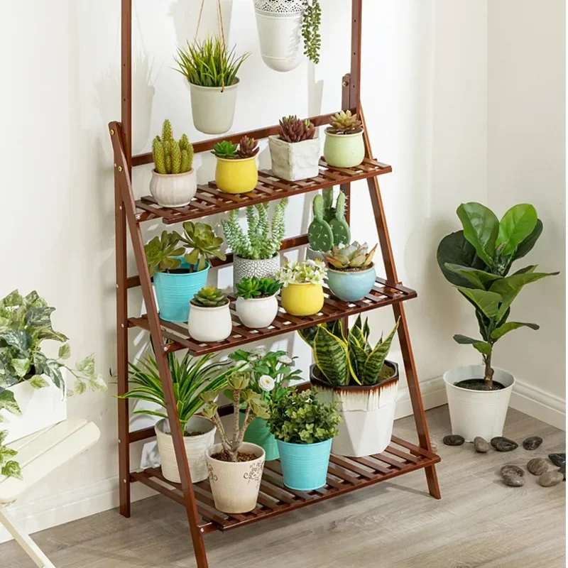 Massief houten plantenstandaard Meerlaags hangend bloemenrek voor balkon Succulent rek voor woonkamer of orchideeendisplay