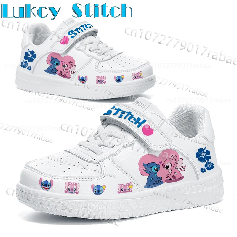 

Stitch Kawaii Cartoon Little Monster Design Printing Lace up White casual shoes boys girls Christmas kids Gift