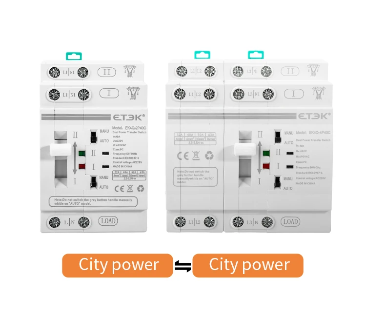 ETEC DIN-Schienen 2P/4P ATS Dual-Power Automatischer Transferschalter Elektrische Wahlschalter Unterbrechungsfreie Stromversorgung 40A/63A PV-Energie – Detail 8