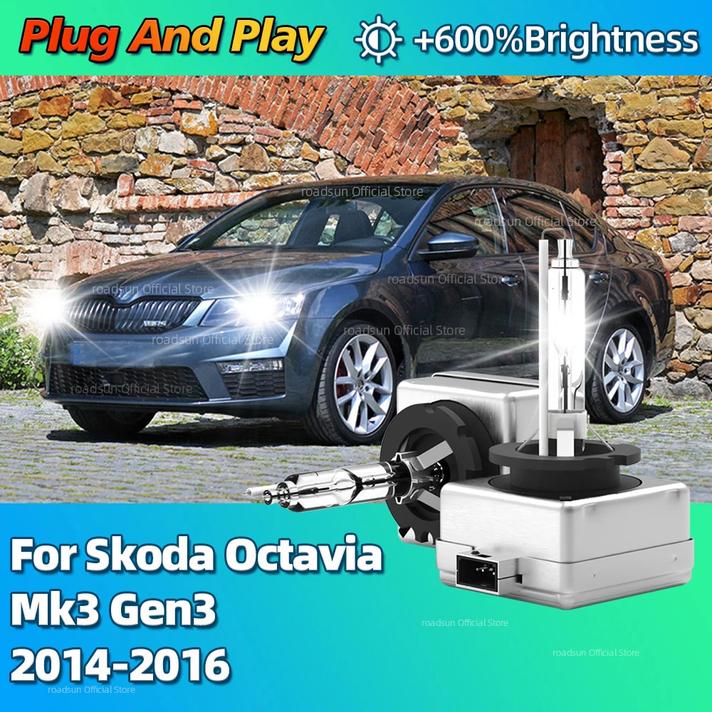 

35 Вт ксеноновая лампа D3S яркий HID 6000K лампа Plug-N-Play фара для Skoda Octavia Mk3 Gen3 2014 2015 2016 с более длительным сроком службы