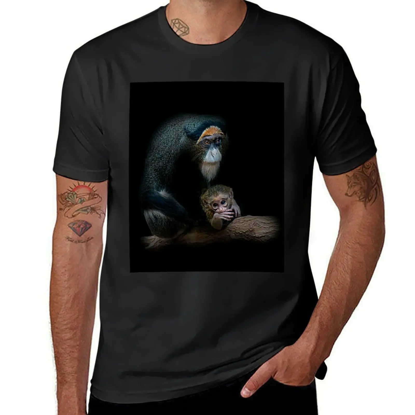 

De Brazzas Monkey and baby. T-Shirt anime customizeds funny t shirts for men