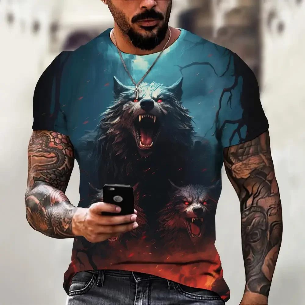 Wolf T-Shirt 3d Digital Animal Print Graphic camisa hombre Causal Tees Short Sleeves Comfortable Pullover Tops Men\'s Clothing