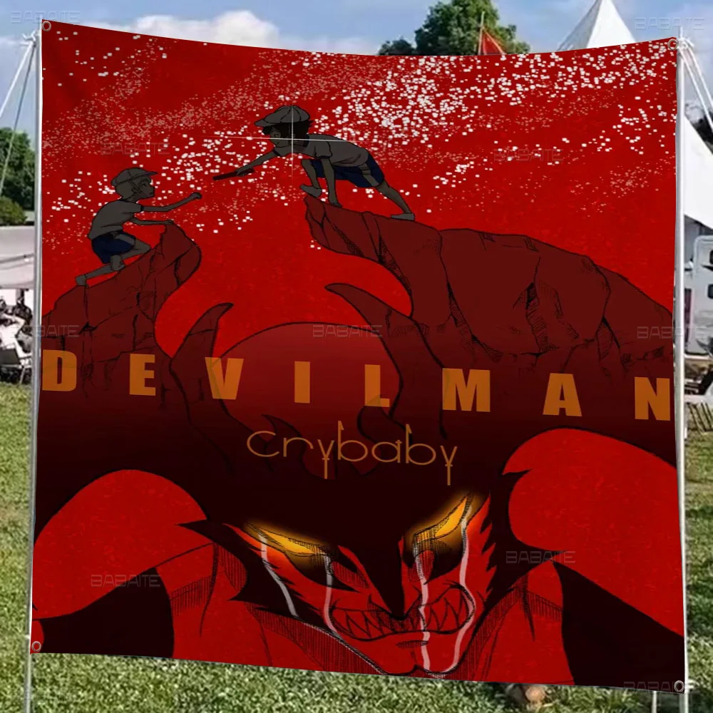 Devilman Crybaby Creative Pattern Hanging Flag Polyester Printed Banner Hand Pulled Flag