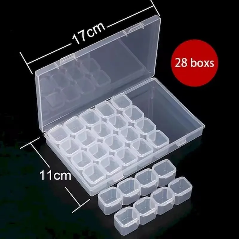 CHENISTORY 28 Grids Diy Diamond Painting Storage Box Craft Embroidery Accessory Organizer Rhinestones Container Organizer