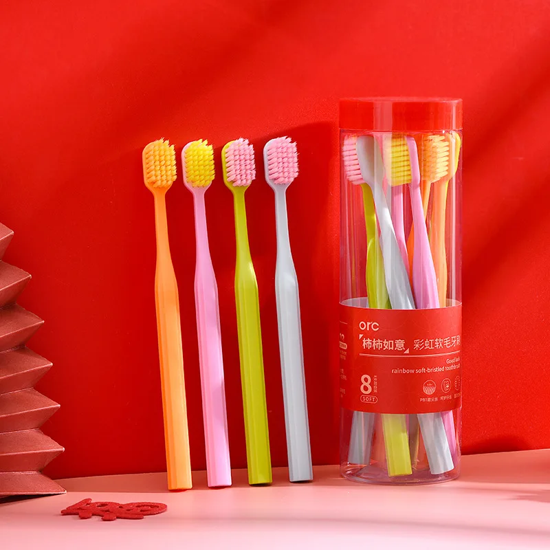 

8PCS Household Cleaning and Tooth Protection Soft Toothbrush Set Adult Wide Head Festival Red Toothbrush Teeth Oral Care Brush