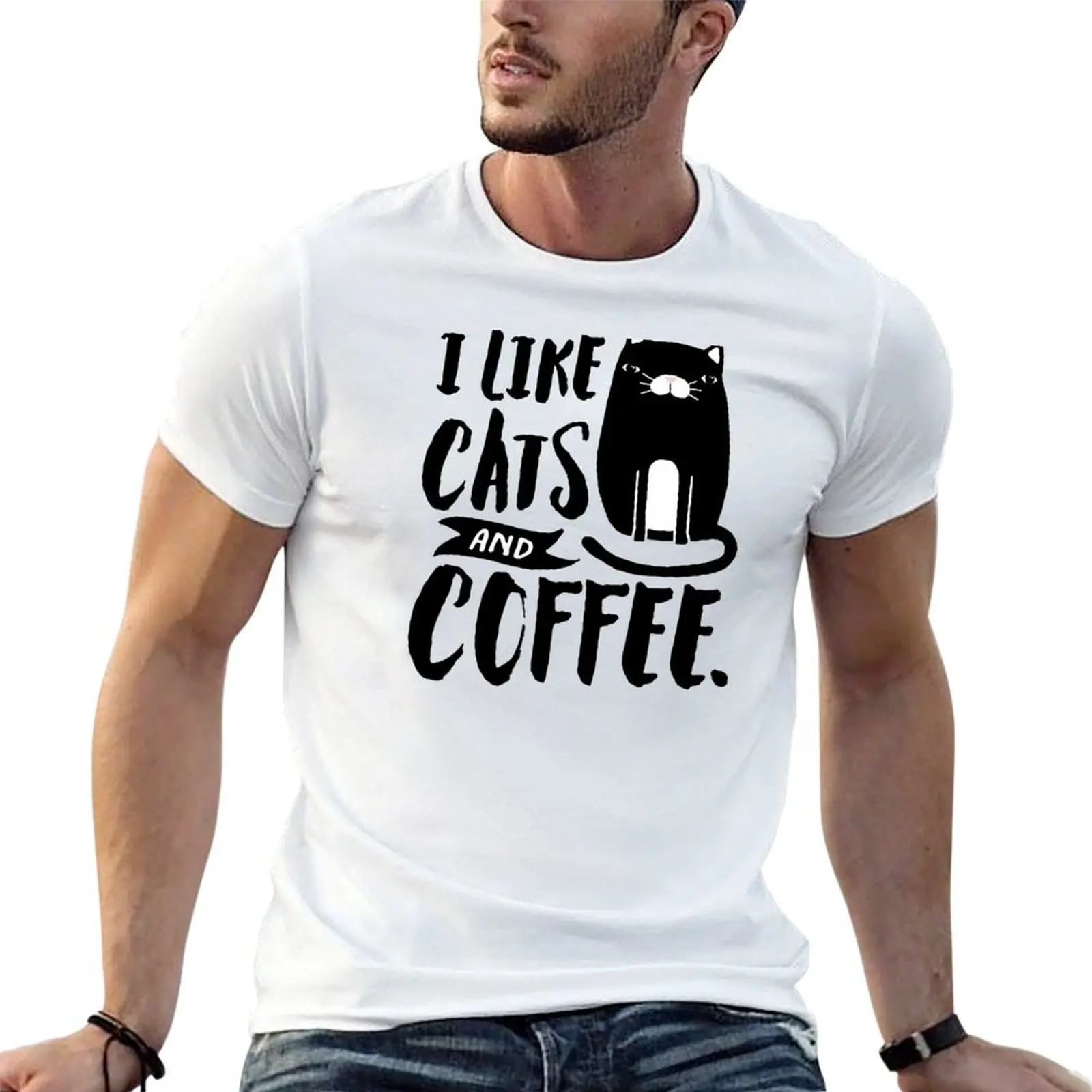 

I Like Cats and Coffee T-Shirt t shirts for man cotton soft anime t shirts oversize essential t shirt T-shirt