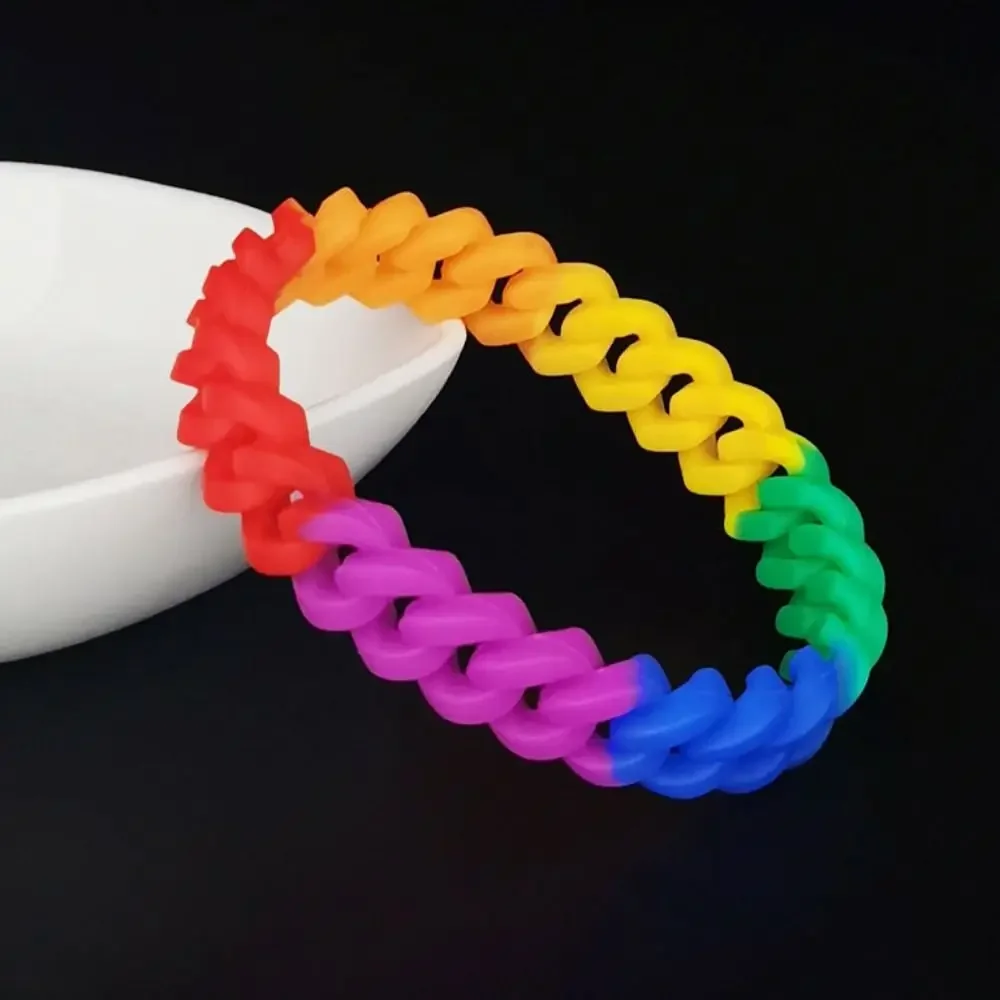 Silicone Hollow Bracelet Colorful Rainbow Wristband Waterproof Wrist Bands