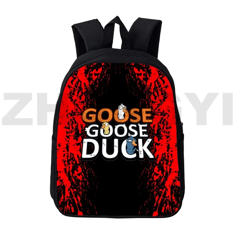 12/16 Inch Goose Goose Duck 3D Print Backpacks Kindergarten Kids Bookbag Zipper Creative Cartoon Schoolbags for Girls Crossbody