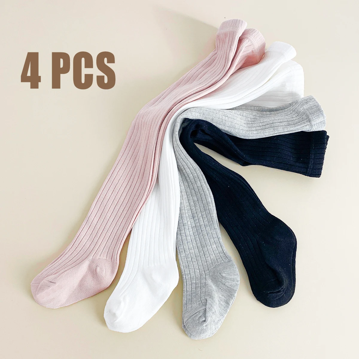 4 PCS Meias-calças para Bebê Menina, Criança e Recém-nascido – Espessura Média, Macias e Elásticas para Conforto em Todas as Estações.