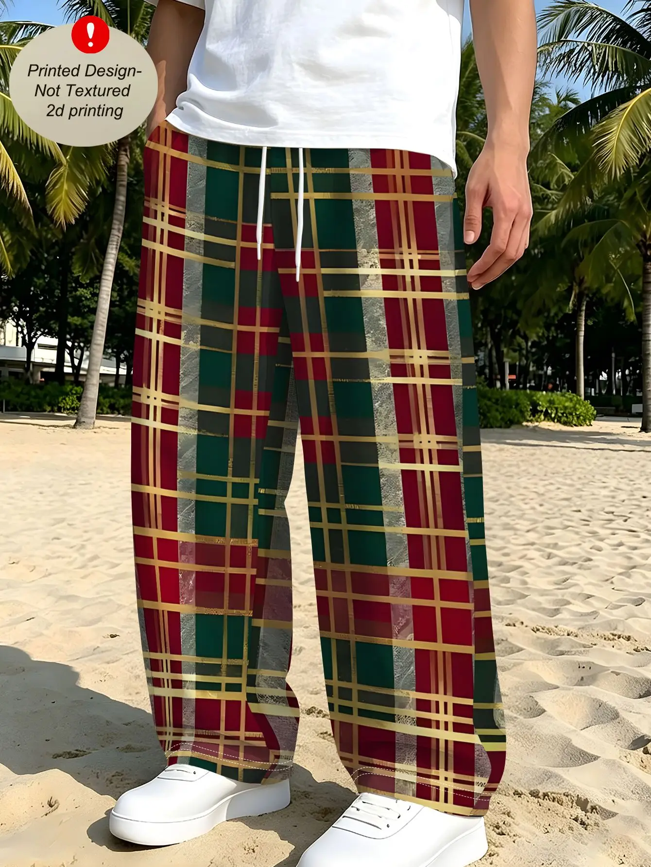 British Style Colorful Plaid Casual Sports Quick Drying Pants for Couples, Lightweight Straight Leg Outdoor Vacation Pants