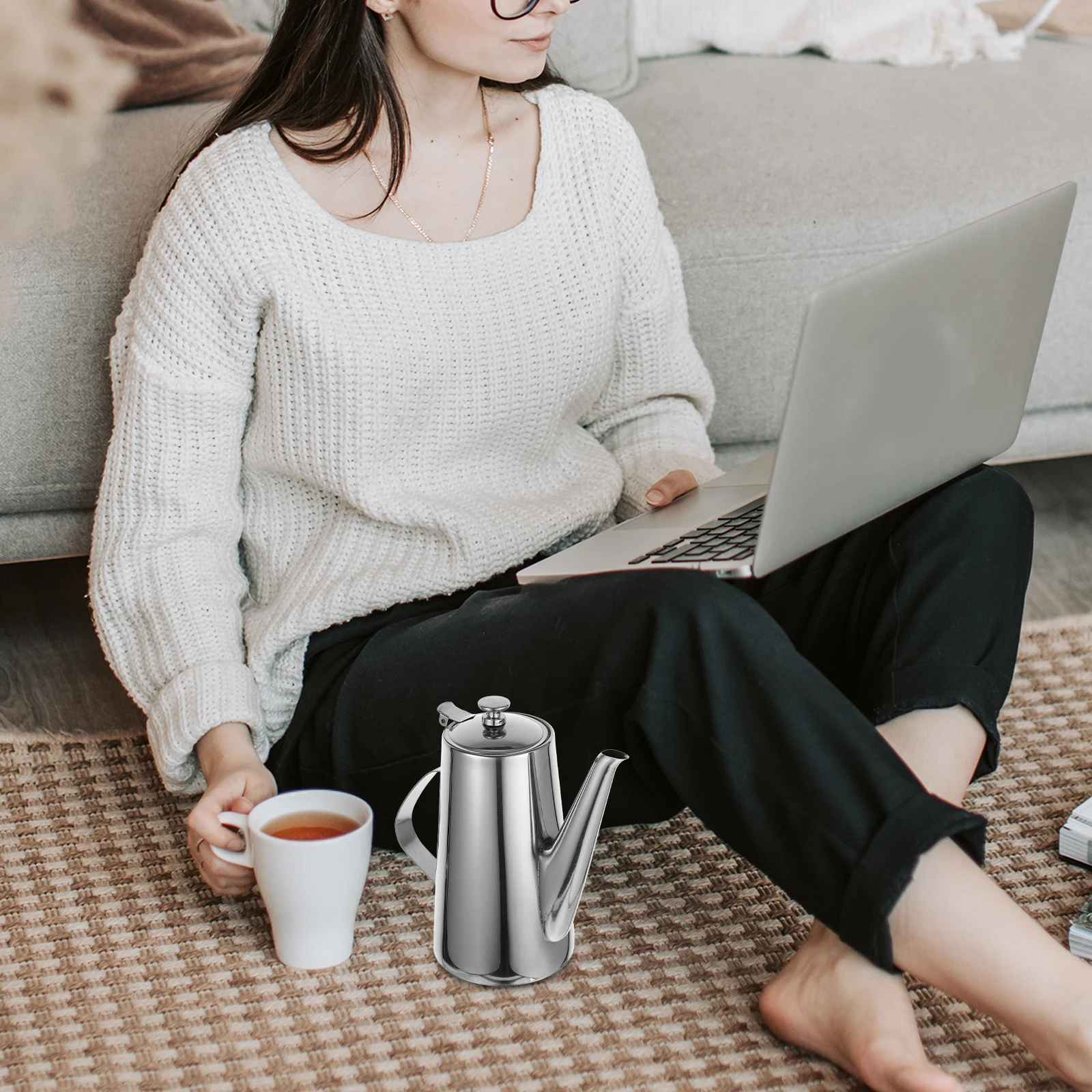 

Stainless Steel Cold Water Kettle 1.5L Spacious Household Office Use Compact Insulated Easy Pour Vinegar Dispenser Oil