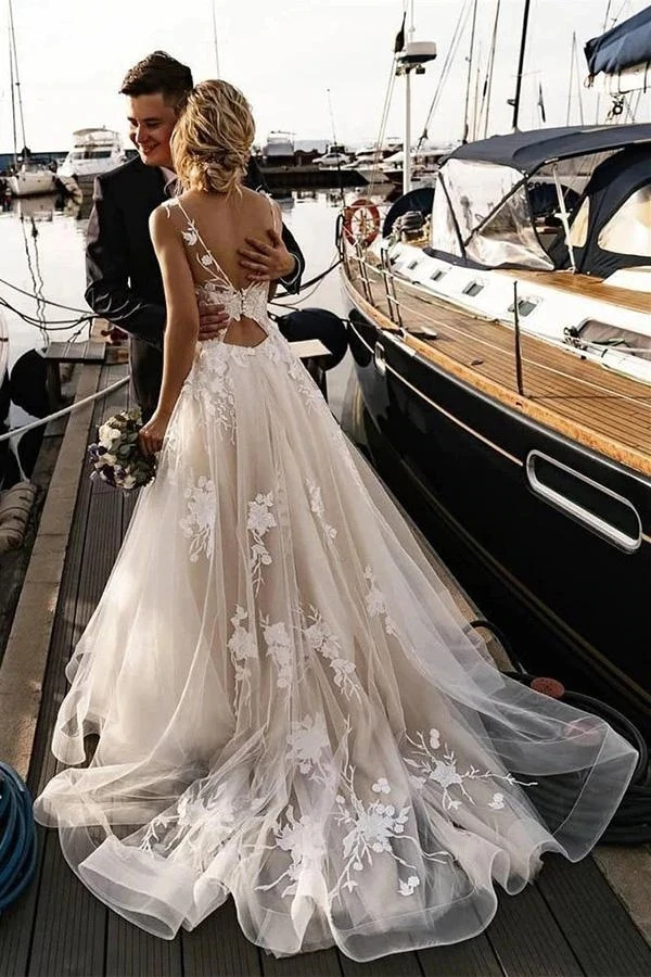 

Retro Bohemian Wedding Dress 2022 Lace Bridal Gowns A Line Hollow Back Country Summer Beach Marriage Dresses Designer Novia