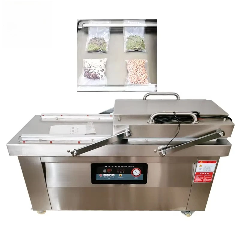 JH DZ-500 máquina de envasado al vacío de doble cámara 2SA CE modelo lámina eléctrica Venta caliente envasado al vacío de alimentos embalaje al vacío de carne