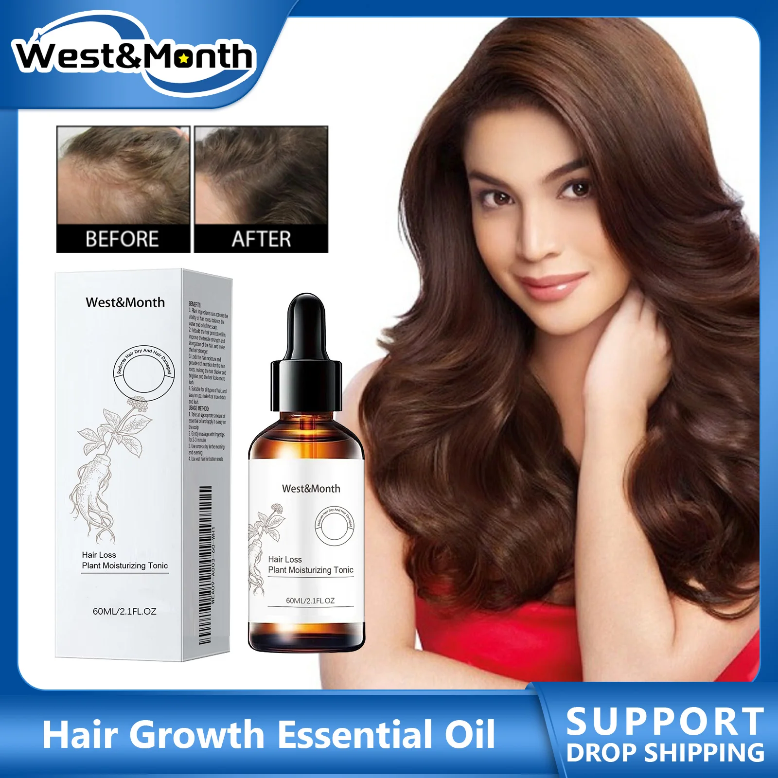 

Hair Loss Treatment Essential Oil Prevent Baldness Frizzy Damaged Repair Dense Strengthening Nourishing Scalp Hair Regrowth Oil