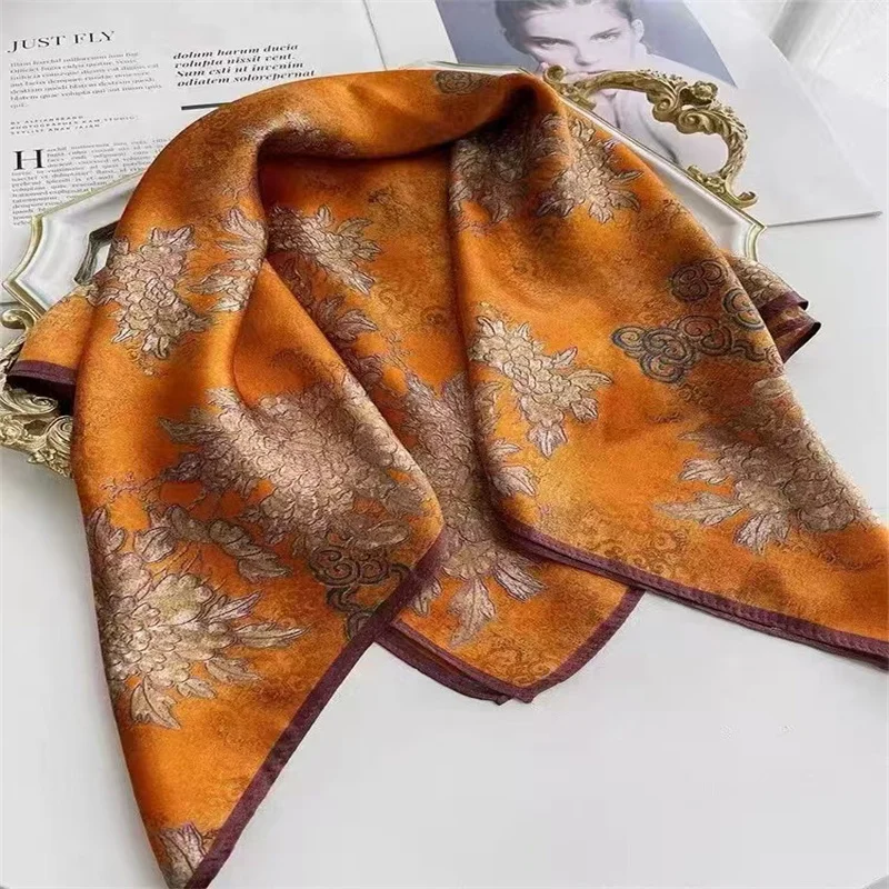 Brand New Women New Mulberry Silk Printed Scarf Retro Fashion Twill Decorative Shawl Sun Protection Headscarf Wholesale 2025