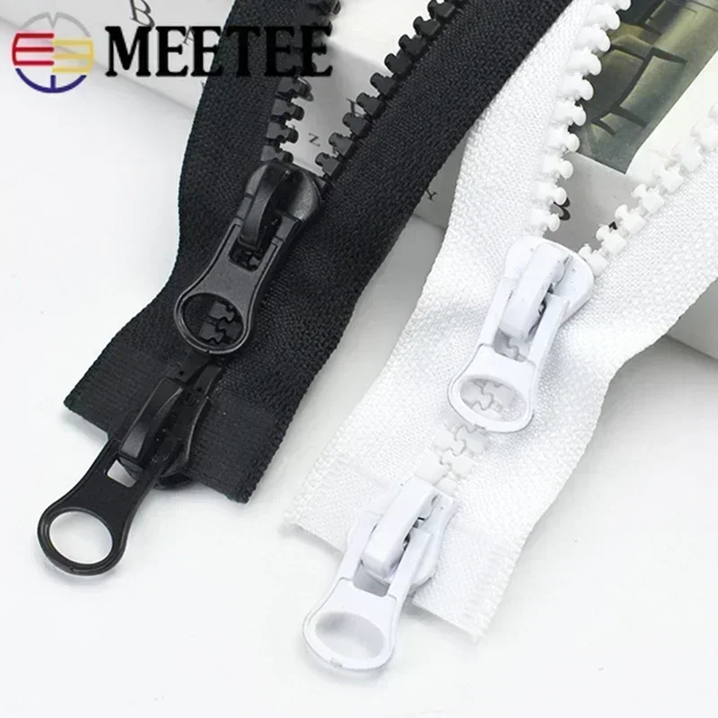 1Pc 60-300cm 5# 8# Resin Zipper Double Slider Zip Black White Single Puller Open-End Zippers Clothes Sewing Zips RepairAccessory