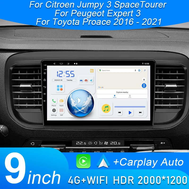 

Android 15 Car Video For Citroen Jumpy 3 SpaceTourer For Peugeot Expert 3 For Toyota Proace 2016 - 2021 Android GPS Navigation