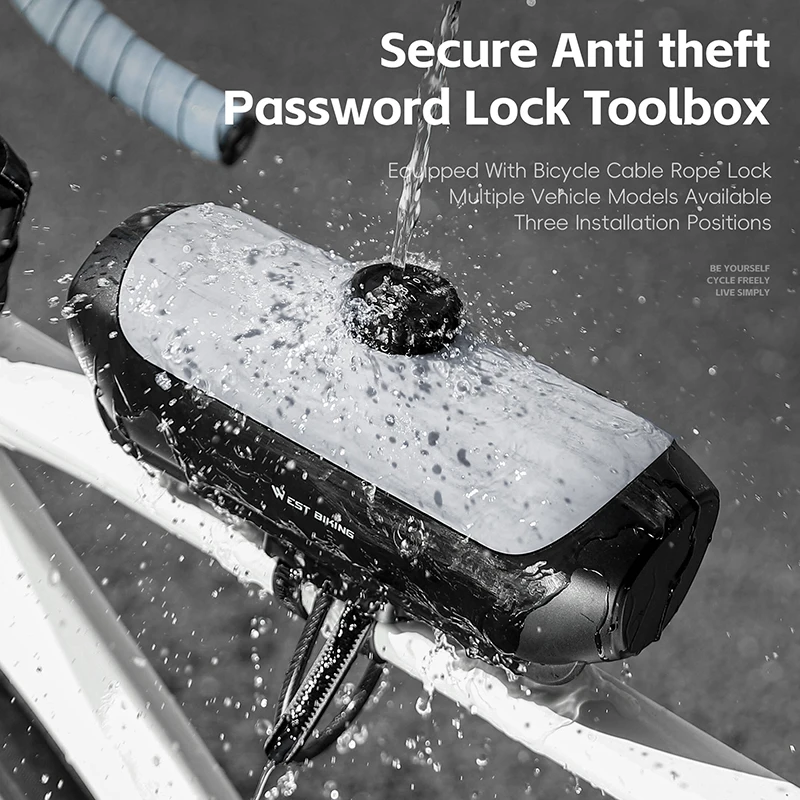 

Водонепроницаемая велосипедная рама, ящик для инструментов с паролем, 1 л, большая вместительная противоугонная сумка с жестким корпусом, верхняя трубчатая сумка для велосипеда, безопасный тросовый замок