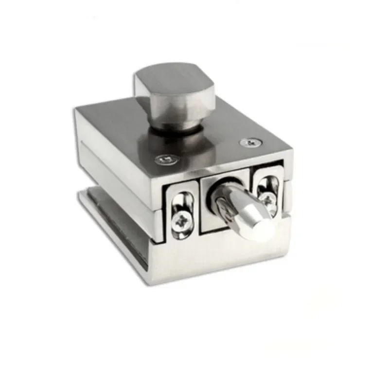Double Glass Door Latches Lock 304 Stainless Steel Lock,Without Hole,Bidirectional Unlock Frameless  For Home Office