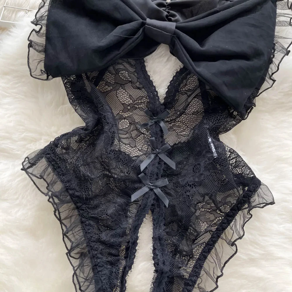 ملابس داخلية مثيرة مع قوس للنساء ، ملابس داخلية مفتوحة بين الفتحين ، بدلة لعب ضيقة ، رومبر دانتيل سينجيريك ، رومبر مكشوف الظهر ، مفرغ ، موضة ، جديد ، صيف #5